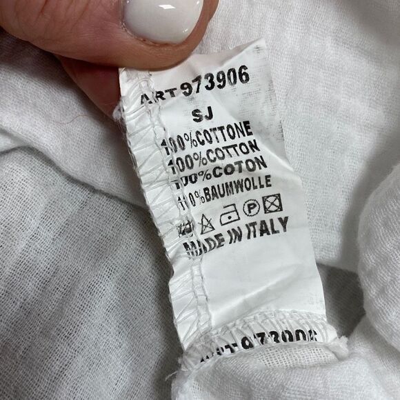 White Short Sleeve Frayed Neck Top One Size - Picture 5 of 5